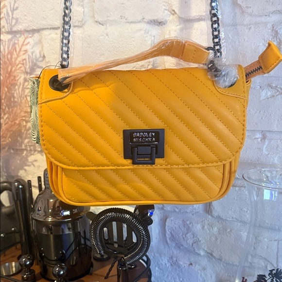 Badgley Mischka Mustard Quilted Crossbody Bag - Picture 1 of 9